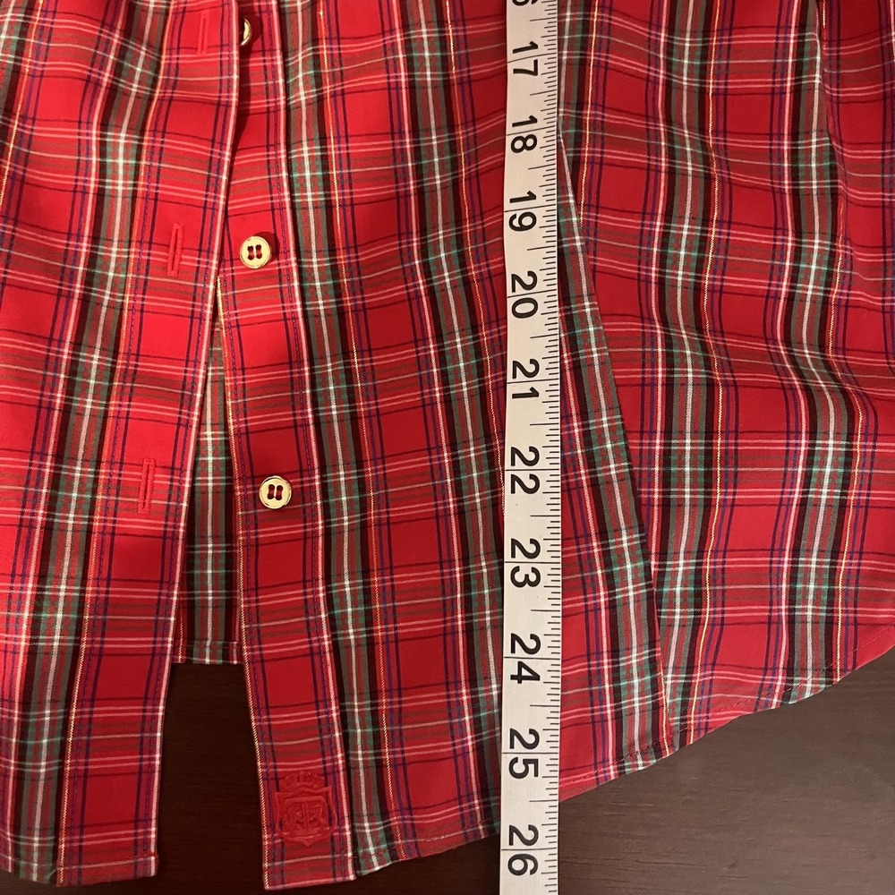 Talbots Shirt Womens 2 Red Plaid Button Front Long Sleeve Non Iron Stretch Top - Picture 6 of 6